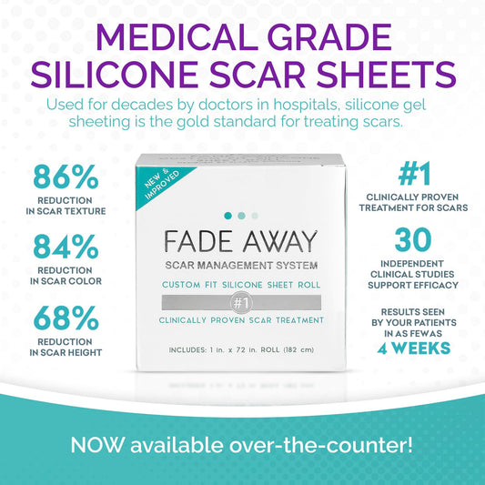 Fade Away silicone scar sheets cut-to-size design enables precise scar coverage.