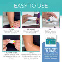 Fade Away silicone scar sheets create a moist healing environment for scar management.