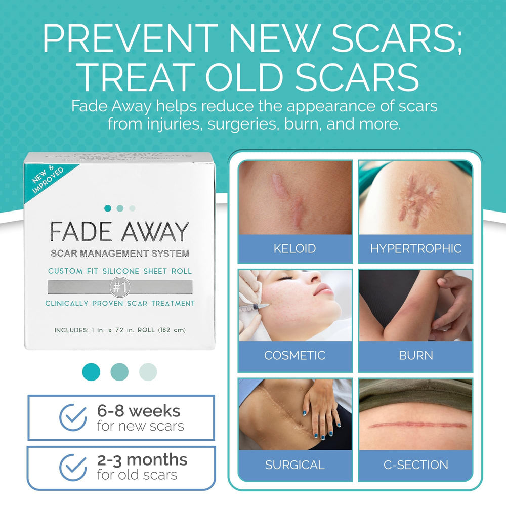 Fade Away silicone scar sheets on skin close-up showing flexible wear.