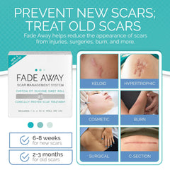 Fade Away silicone scar sheets on skin close-up showing flexible wear.