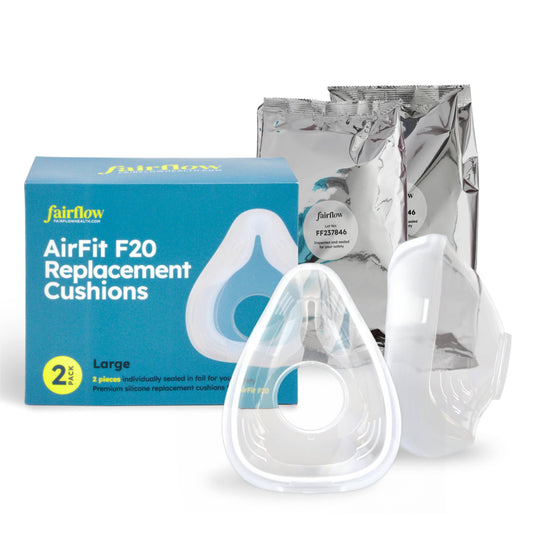 Fairflow AirFit F20 Large cushion front view with soft silicone for a secure seal.