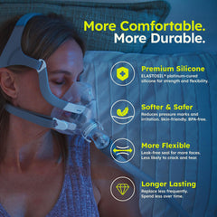 Fairflow AirFit F20 Large cushion material—platinum-cured silicone remains flexible.