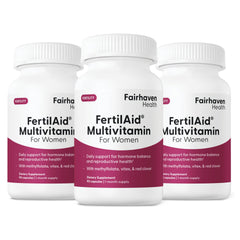 Fairhaven Health FertilAid for Women bottle front showing daily prenatal support.