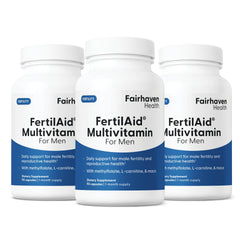 Fairhaven Health FertilAid for Men bottle front view with nutrients for reproductive health