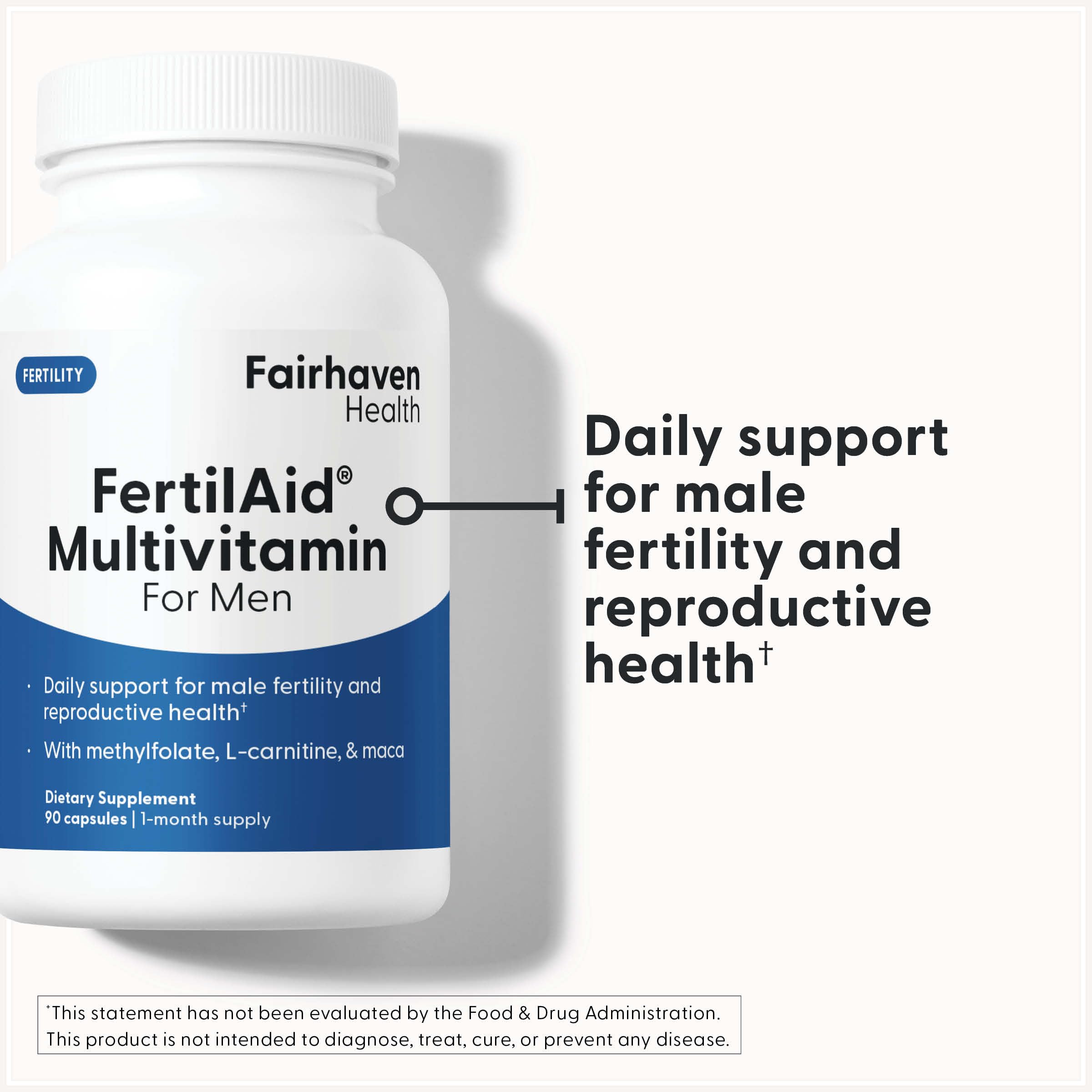FertilAid for Men capsules close-up highlighting zinc and folate support