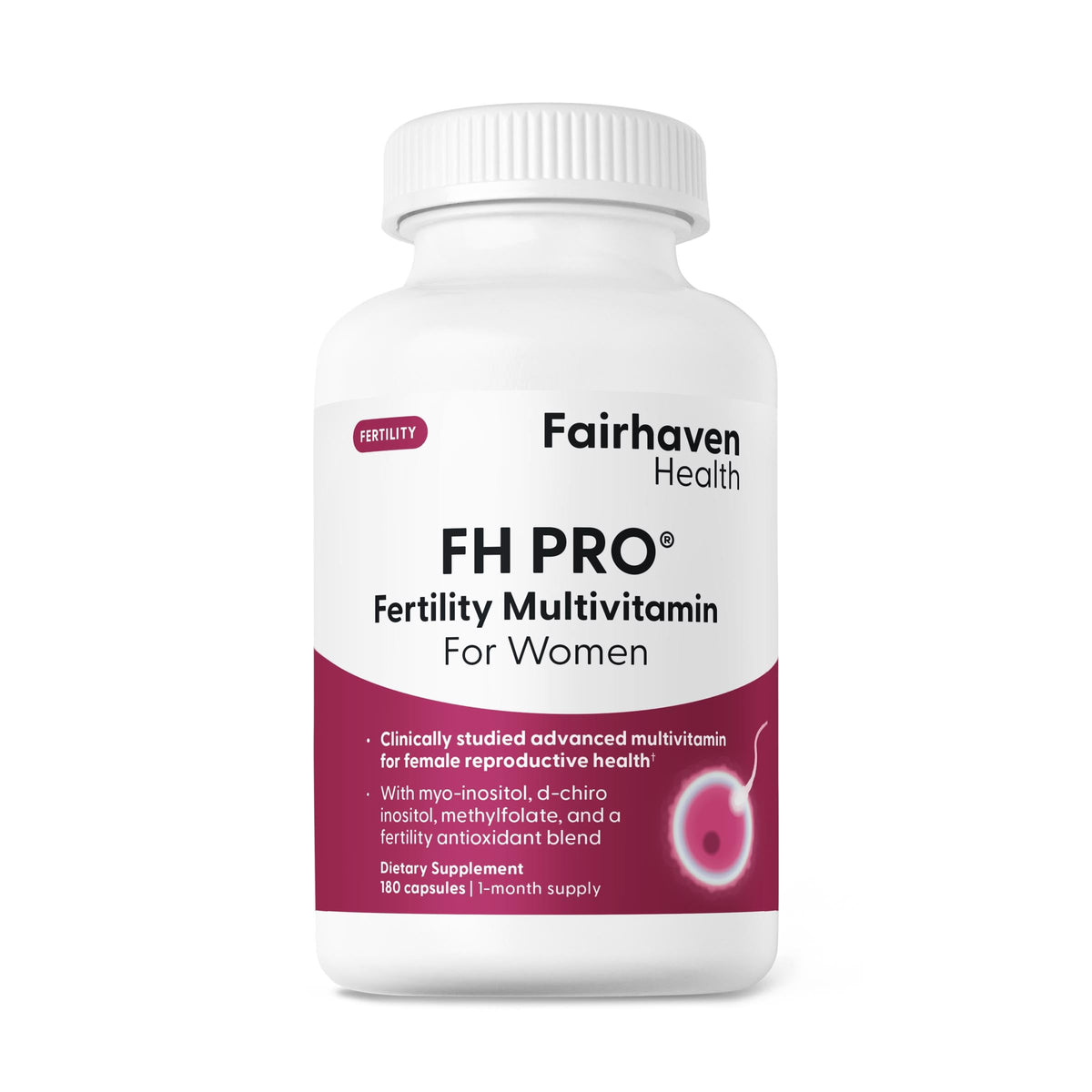 Fairhaven Health FH Pro for Women bottle front showing vegan-friendly fertility supplement
