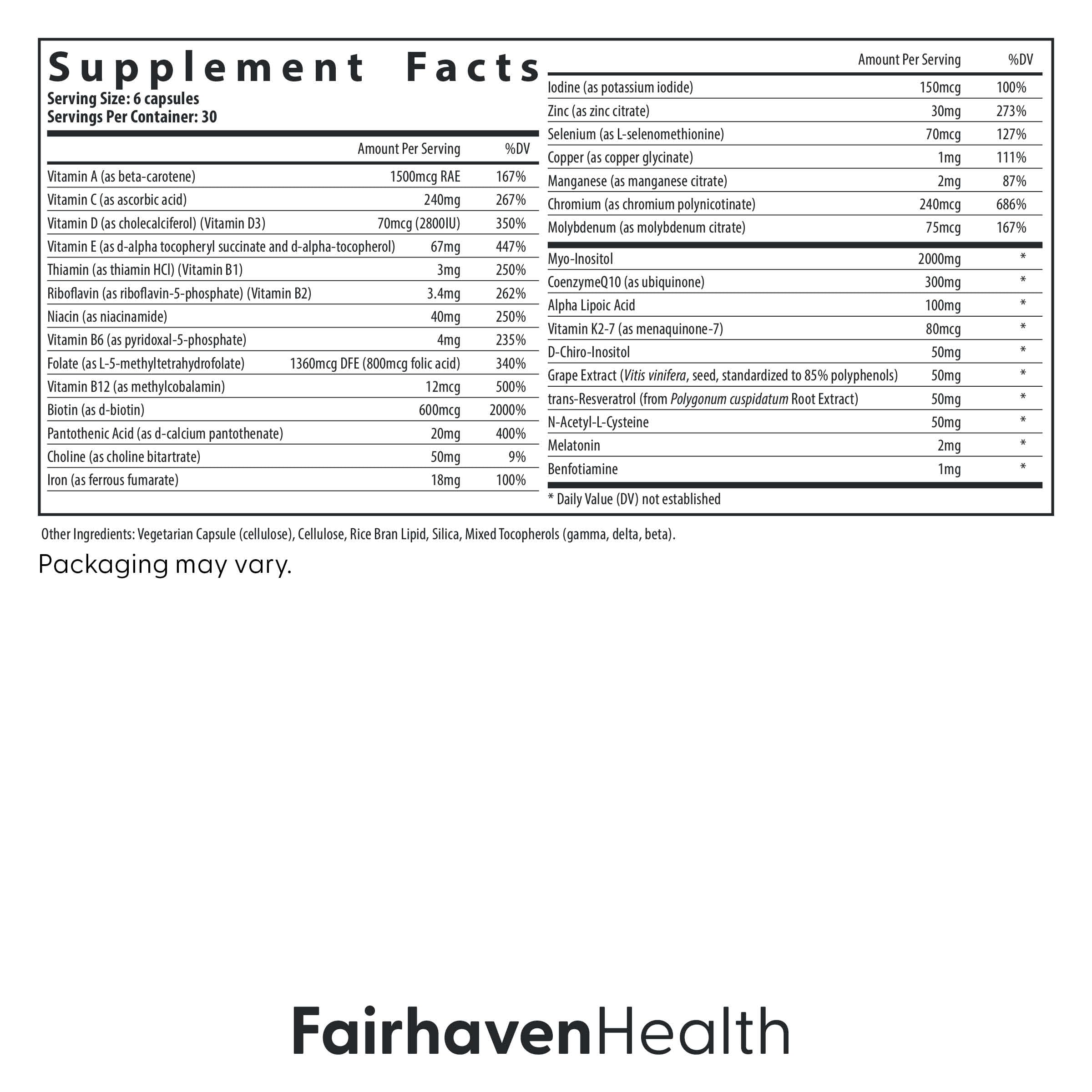 FH Pro for Women vegan and gluten-free formula icons