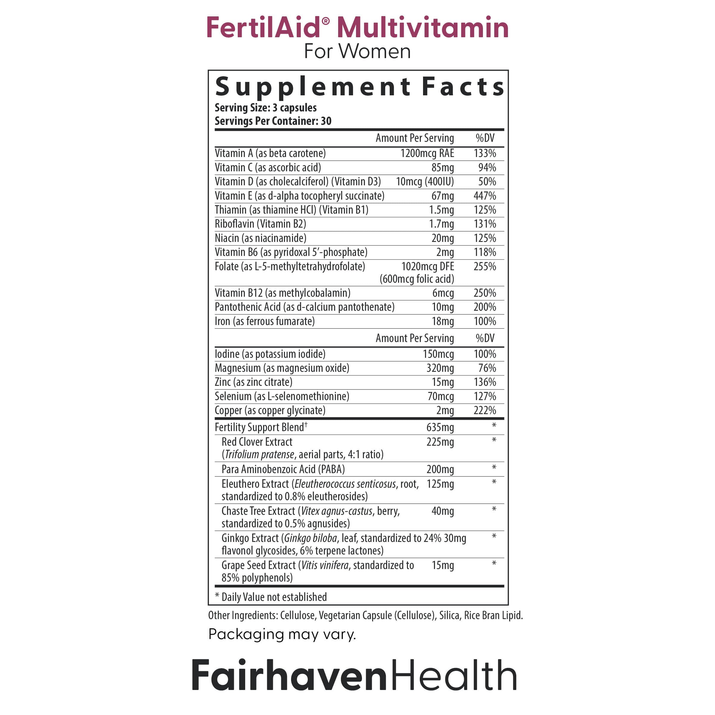 Fairhaven Health Ovaboost bottle highlighting daily Myo-Inositol and folate for healthy eggs