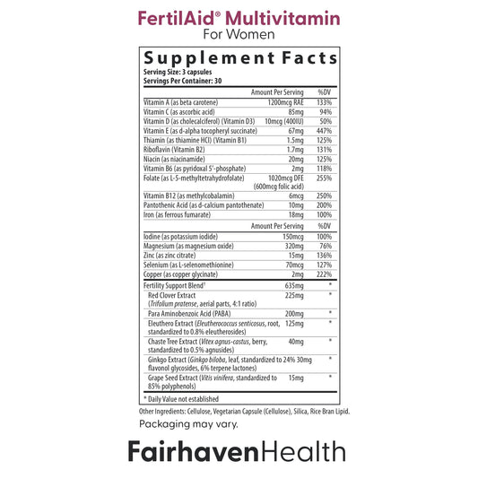 Fairhaven Health Ovaboost bottle highlighting daily Myo-Inositol and folate for healthy eggs