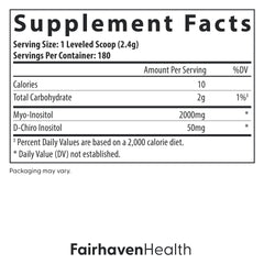 Fairhaven Health unflavored inositol powder ready to mix.