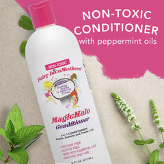 Close-up of MagicHalo label; emphasizes sulfate-free and non-toxic formula.