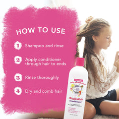 Lifestyle shot of shiny, healthy-looking hair after MagicHalo use.