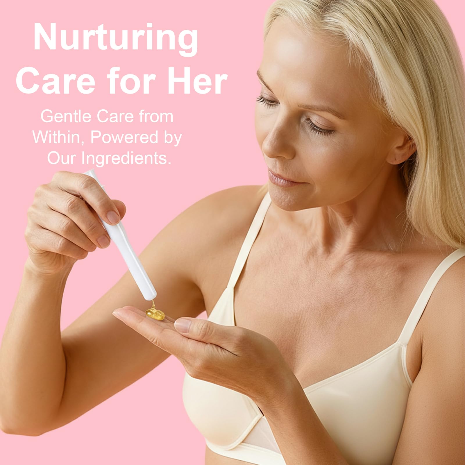 FAIRY SECRET vitamin E detail emphasizes soothing nourishment for intimate skin.