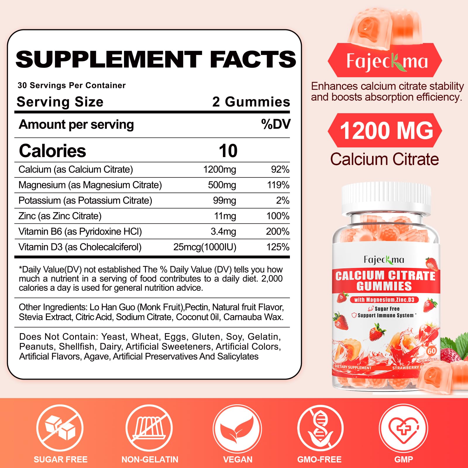Fajeckma gummies closeup of strawberry flavor and chewy texture.