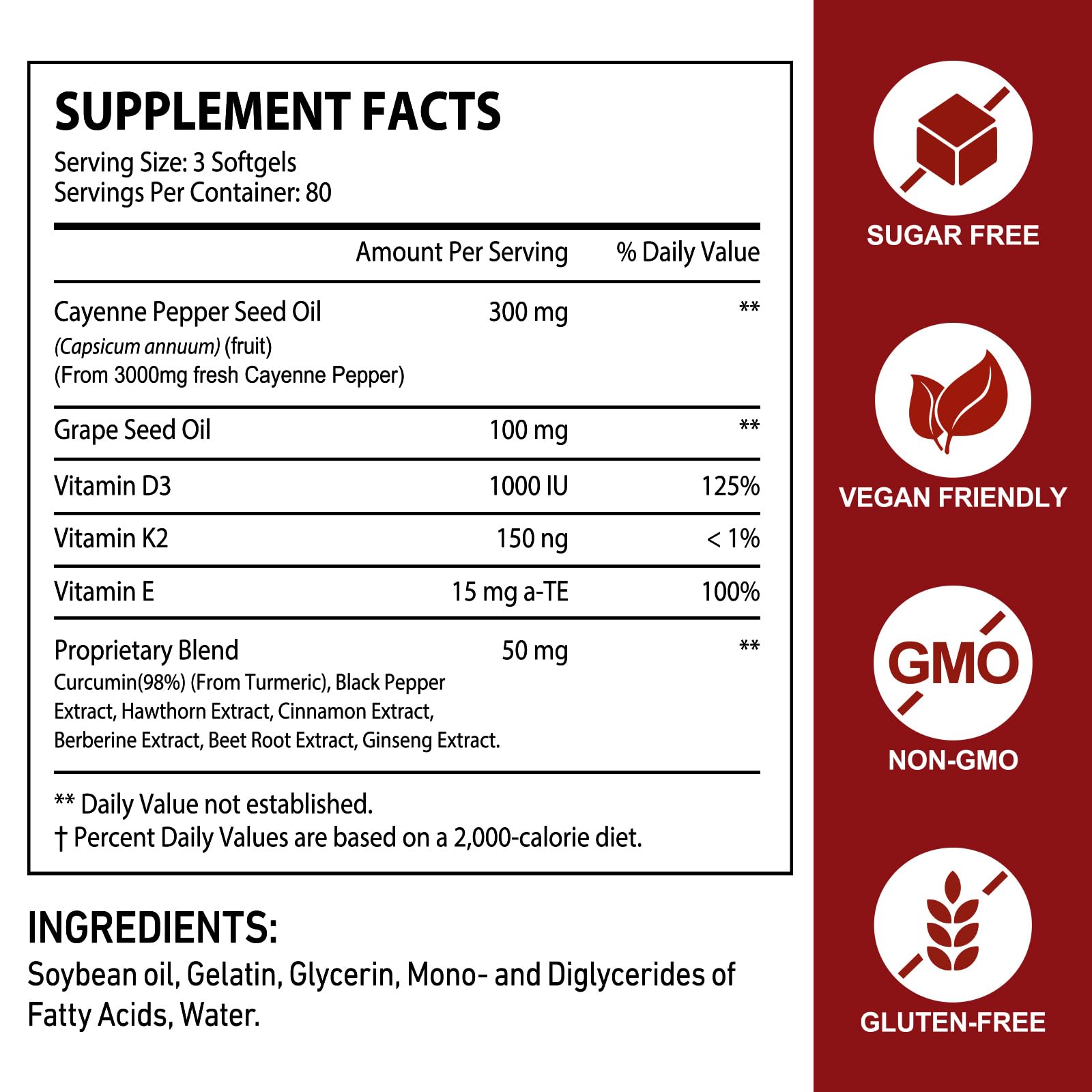 FANSHI Cayenne Softgels with hawthorn, beetroot, and turmeric in blend.
