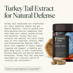 Fantastic Fungi 1000mg serving graphic shows potent turkey tail extract per capsule.