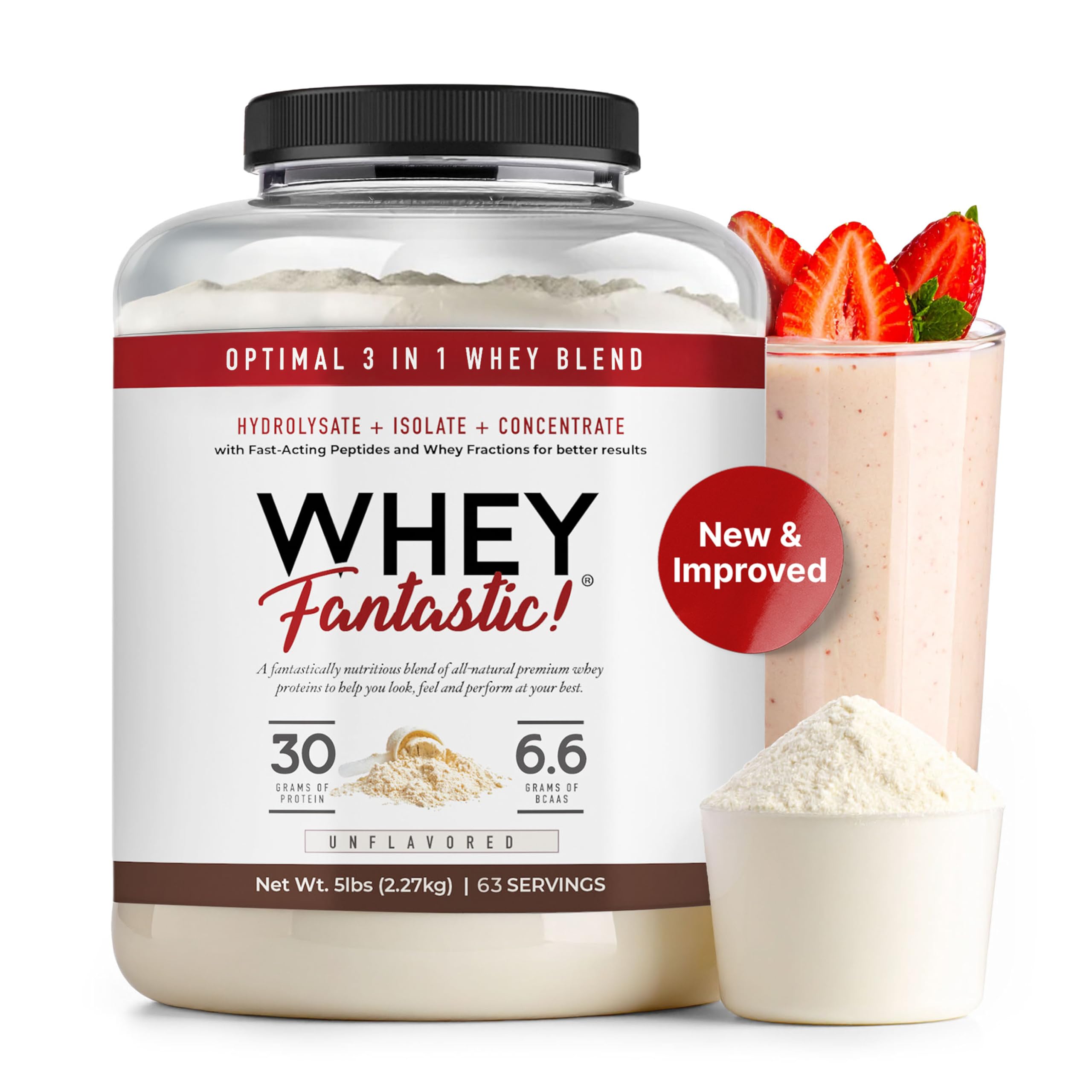 Fantastic Nutrition 3-in-1 unflavored whey powder bag shows clean protein for meals
