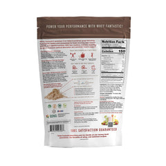 Fantastic Nutrition Chocolate whey powder dispense highlights fast-absorbing formula