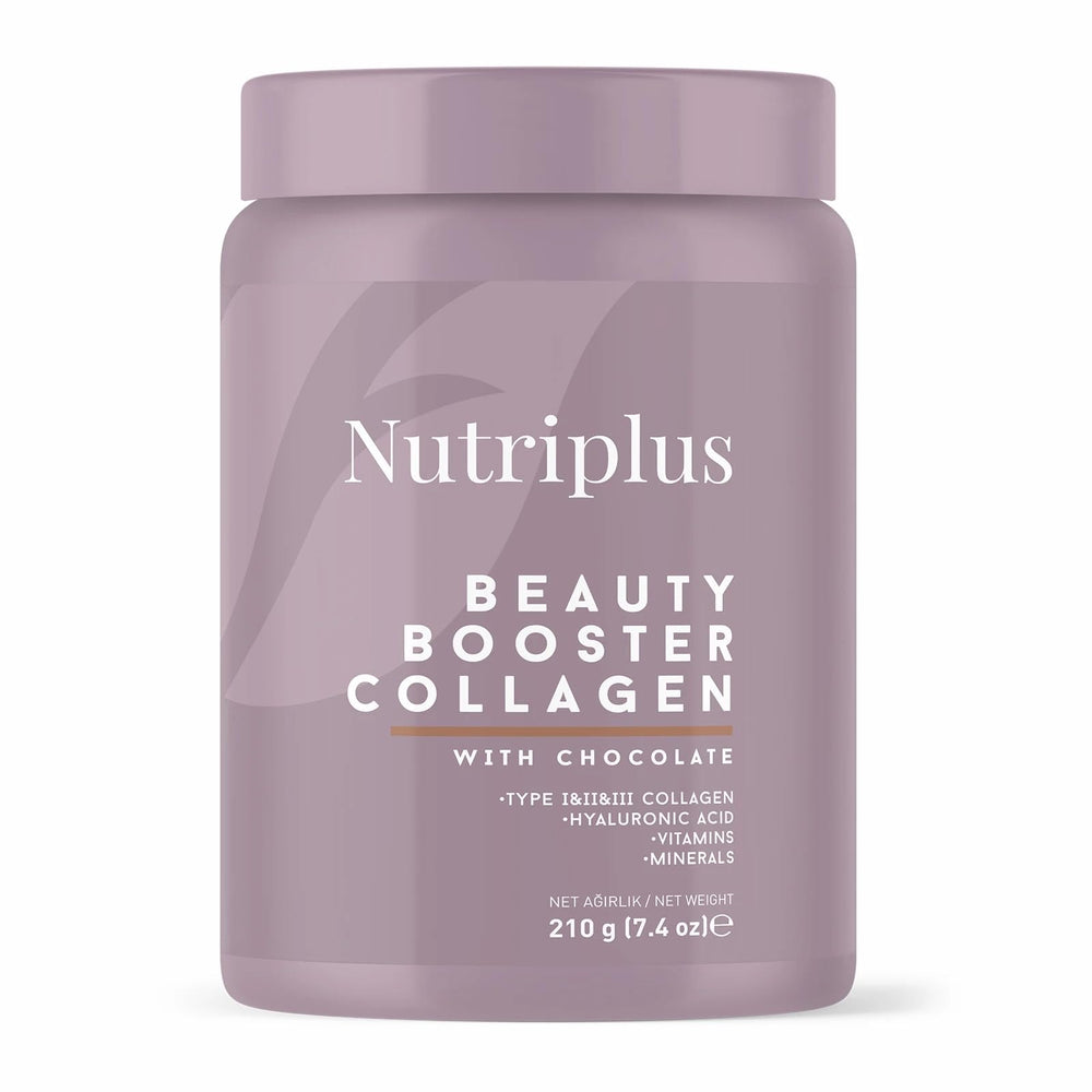 FARMASI Nutriplus Beauty Booster Collagen Chocolate jar for skin, hair and nail support.