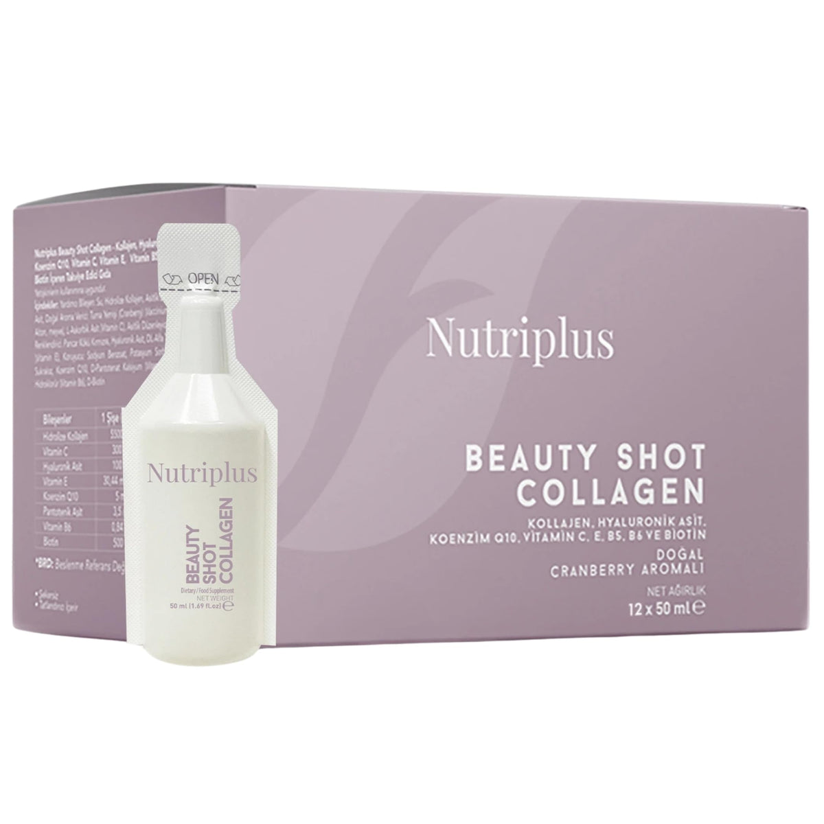 Farmasi Nutriplus Beauty Shot bottle: convenient daily collagen support for a radiant routine.