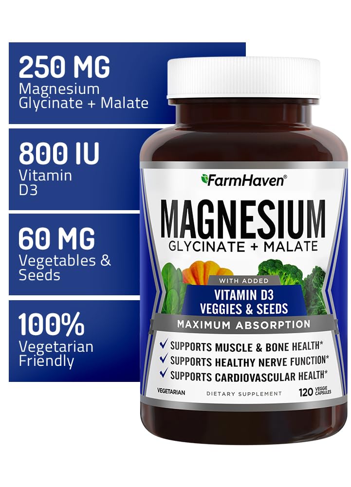Close-up of FarmHaven capsules highlighting chelated magnesium uptake