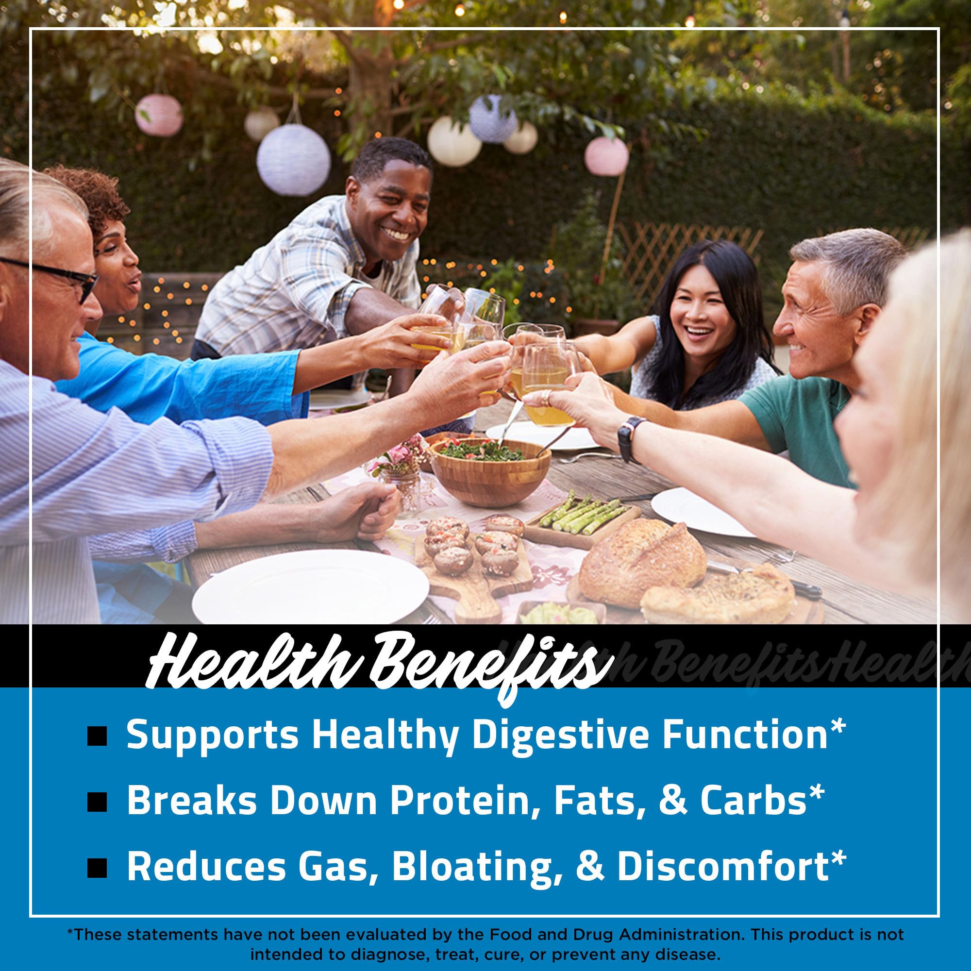 FarmHaven Digestive Enzymes label detail highlights probiotics and herb blend for gut comfort.