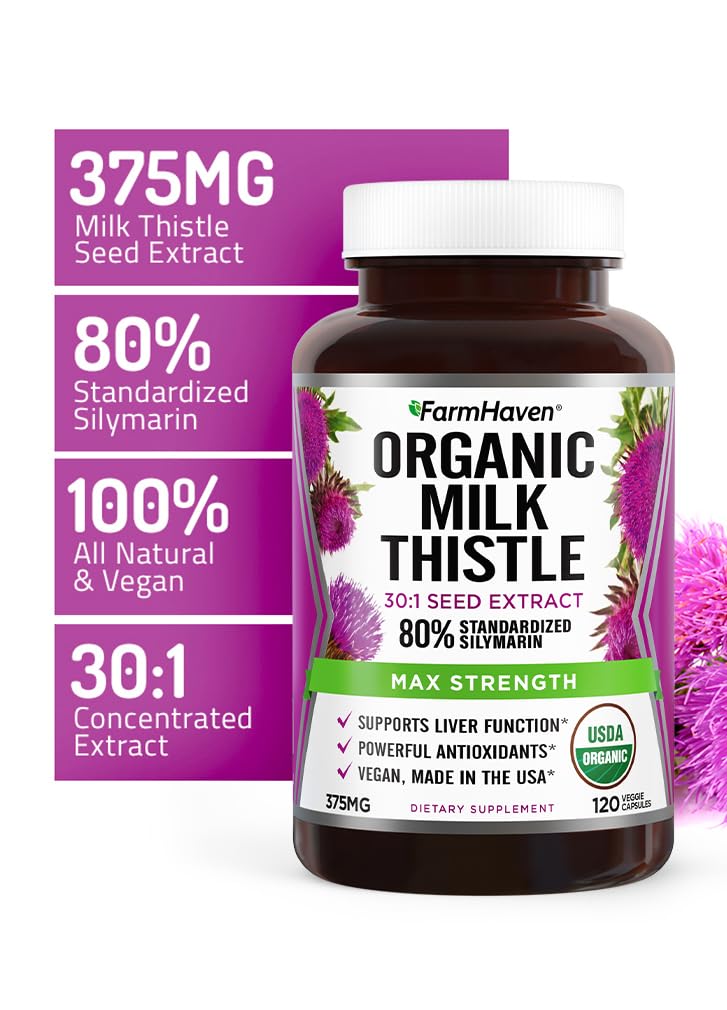 FarmHaven USDA Organic Silymarin 80 percent seal indicating potency