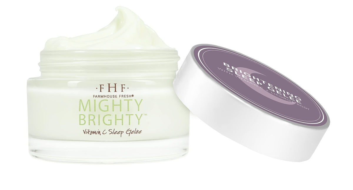 FarmHouse Fresh Mighty Brighty gelée bottle pour reveals a silky glow for morning radiance.