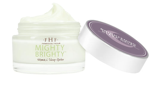 FarmHouse Fresh Mighty Brighty gelée bottle pour reveals a silky glow for morning radiance.