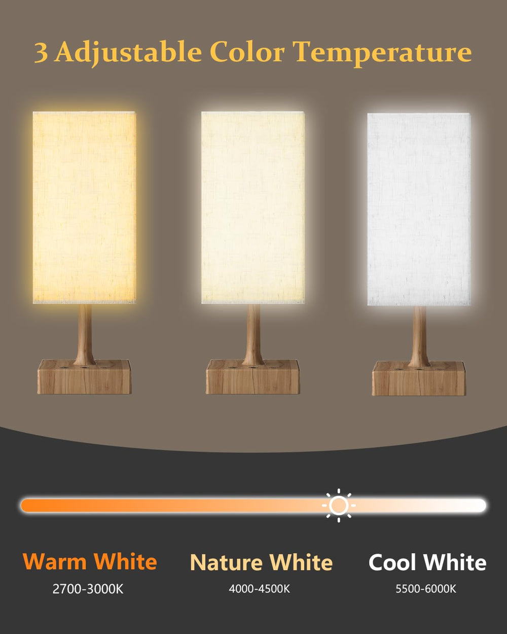 FARRIDE Sun Lamp with 2700-6000K settings for warm to cool light.