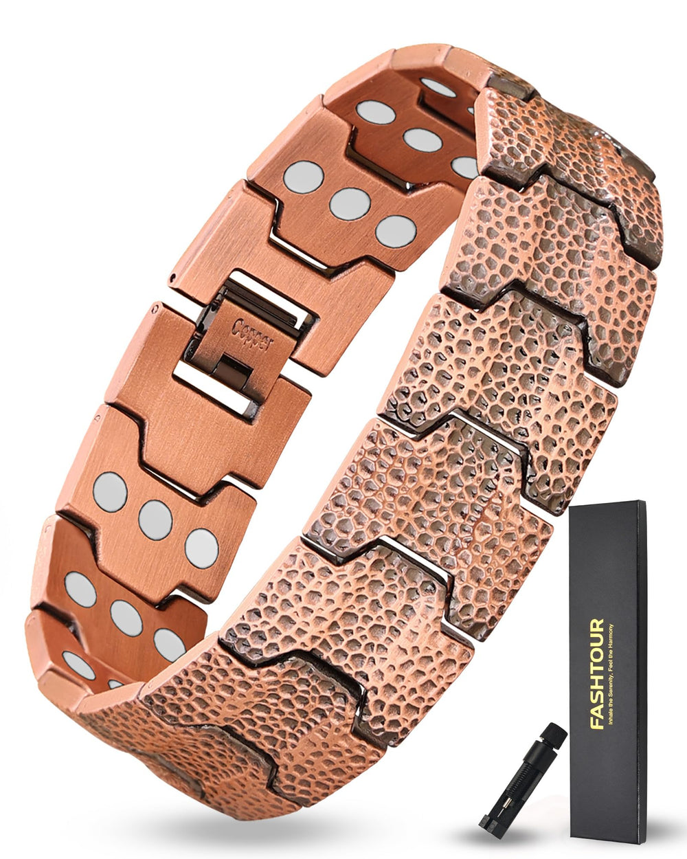 Fashtour 3X copper bracelet front view highlighting durable pure copper for everyday wear