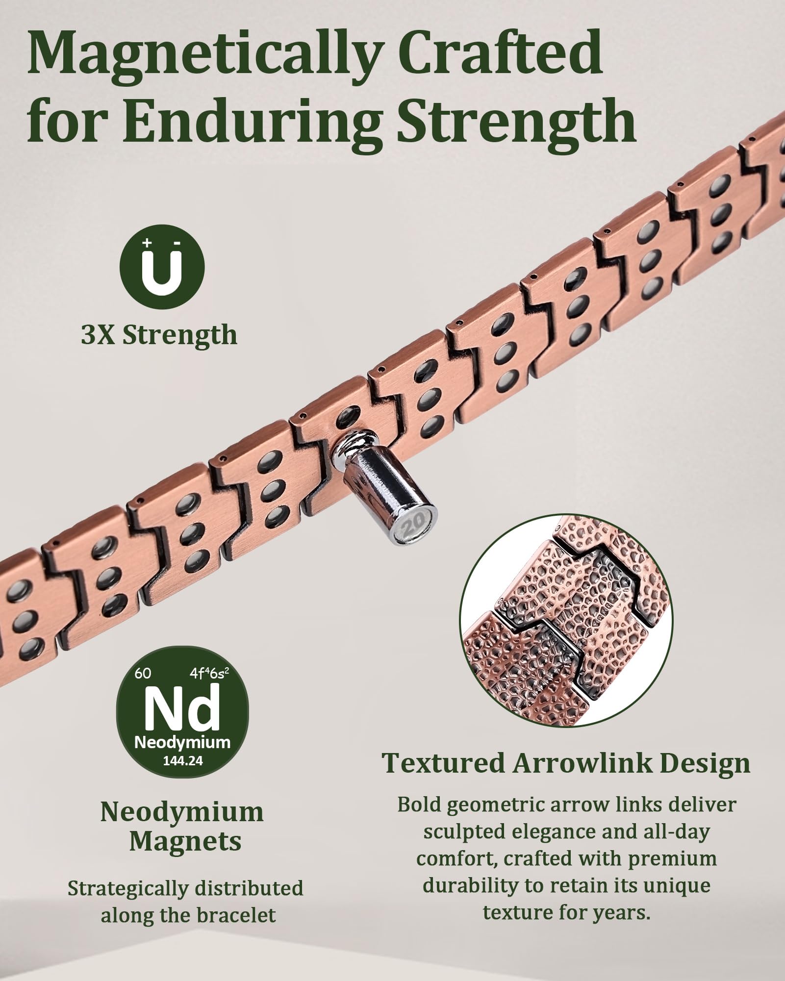 Fashtour 3X copper bracelet magnets 3800 gauss demonstrating strong magnetic performance