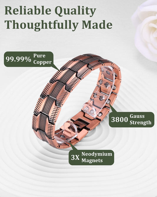 Fashtour 3X copper ring paired with bracelet for a cohesive masculine set
