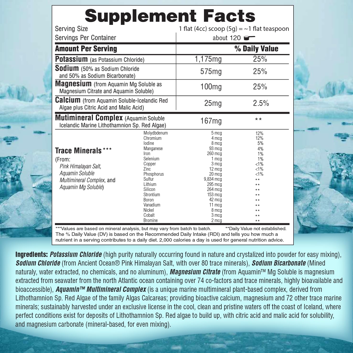 Fast Lyte algae mineral source — plant-based calcium and trace minerals for balance.