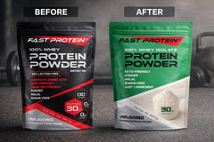 Kosher and Halal certified FAST PROTEIN label visible