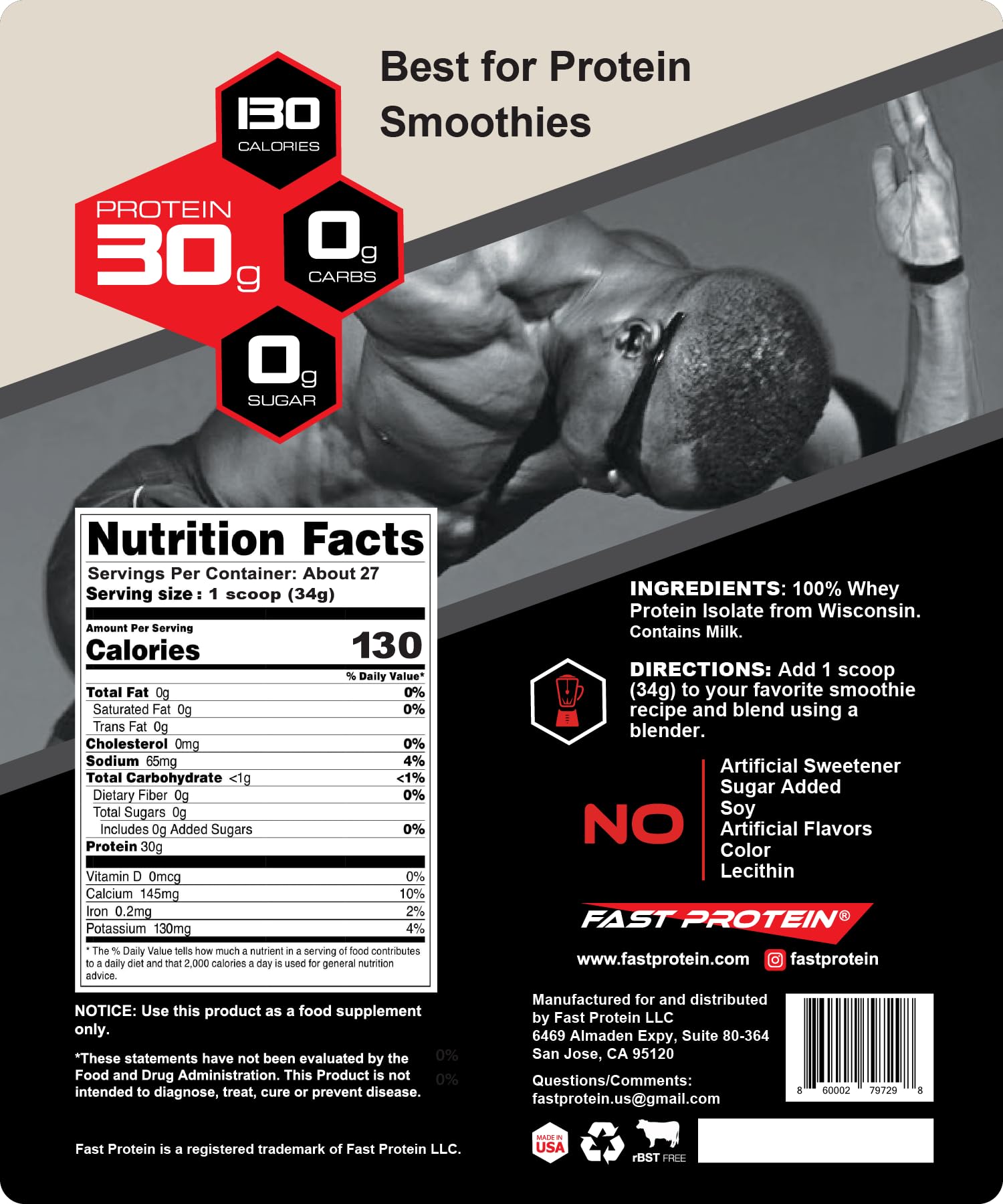 FAST PROTEIN resealable bag maintains freshness for ongoing use
