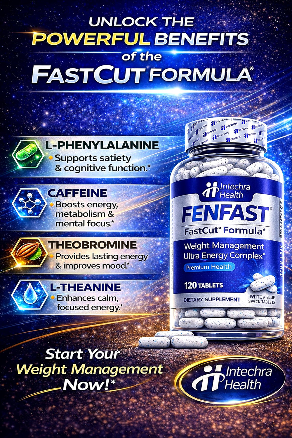 FASTCUT diet pills label detail emphasizes product benefits and safety notes.
