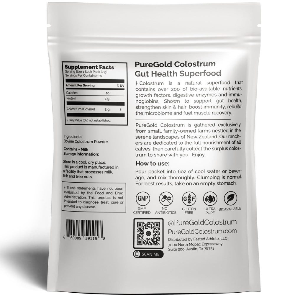 Fasted Athlete PureGold ready-to-mix powder shown with a beverage.