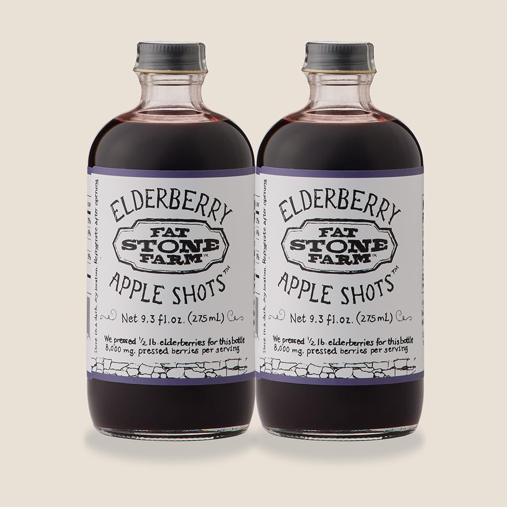 Fat Stone Farm Elderberry Apple Shots bottles ready to boost smoothies