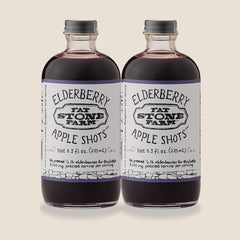 Fat Stone Farm Elderberry Apple Shots bottles ready to boost smoothies