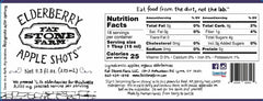 Fat Stone Farm Elderberry Apple Shots ingredients display with organic elderberries and apples