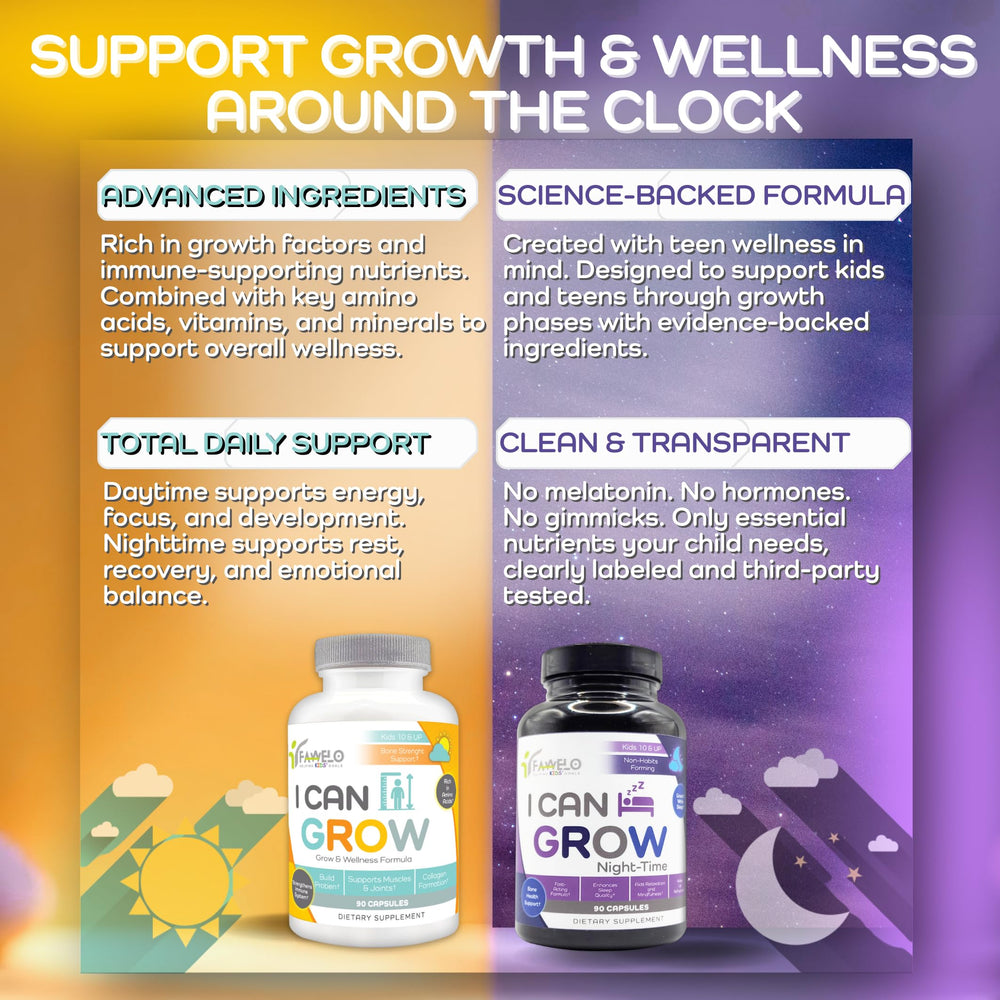 Fawelo I Can Grow ingredient glance showcases key nutrients.
