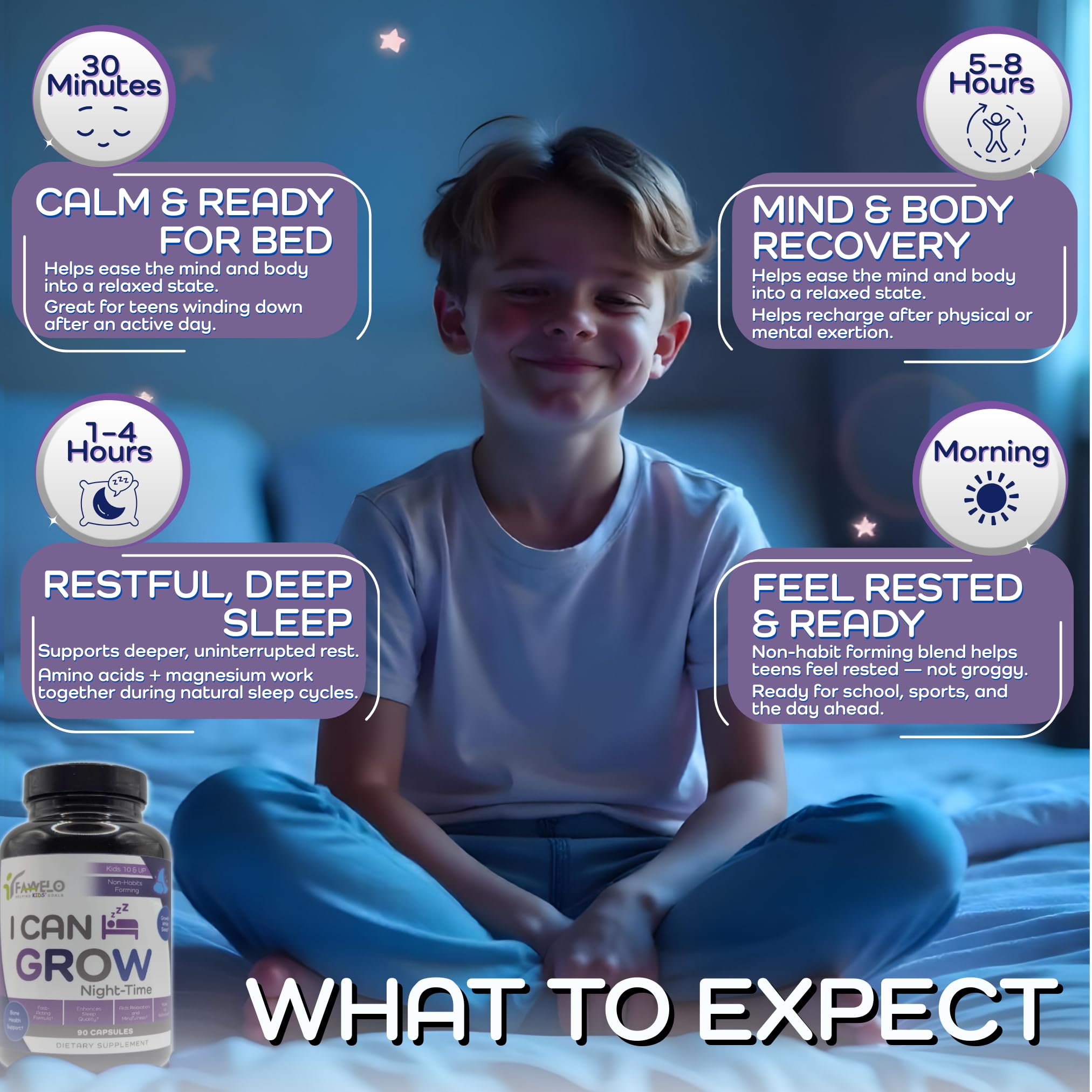 Teen winding down at night with Fawelo sleep aid.