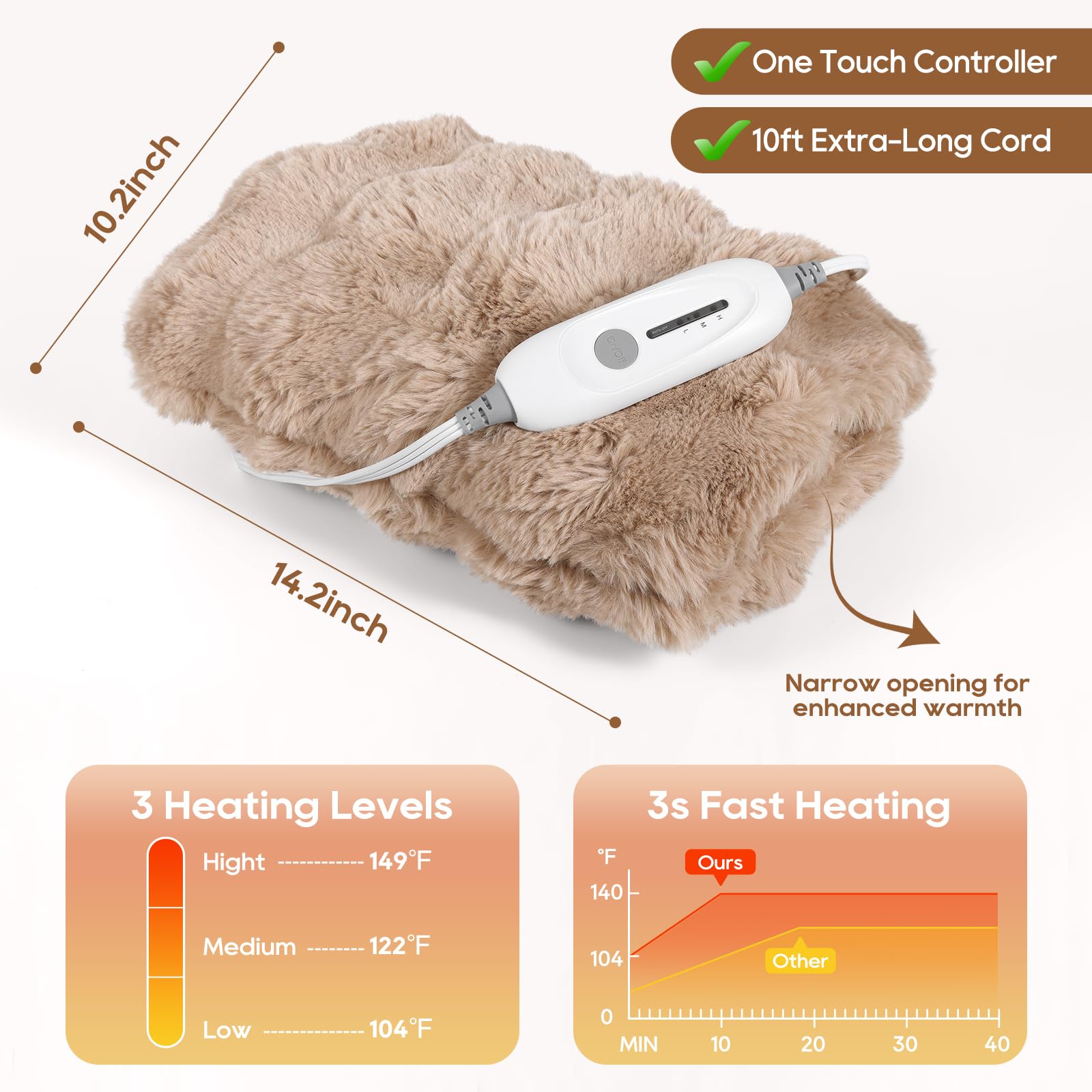 FAYKONCEN three heat levels for customizable warmth during indoor use.