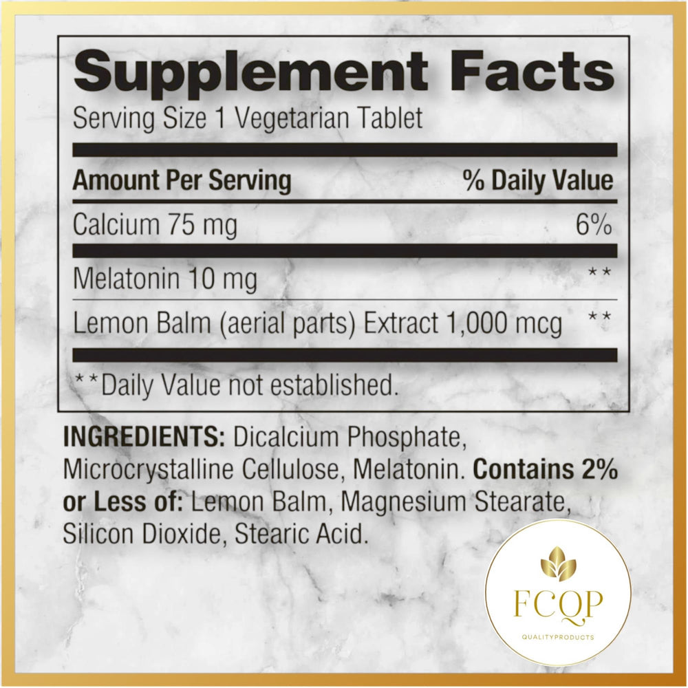 Lemon balm leaves alongside FCQP formula visual cue