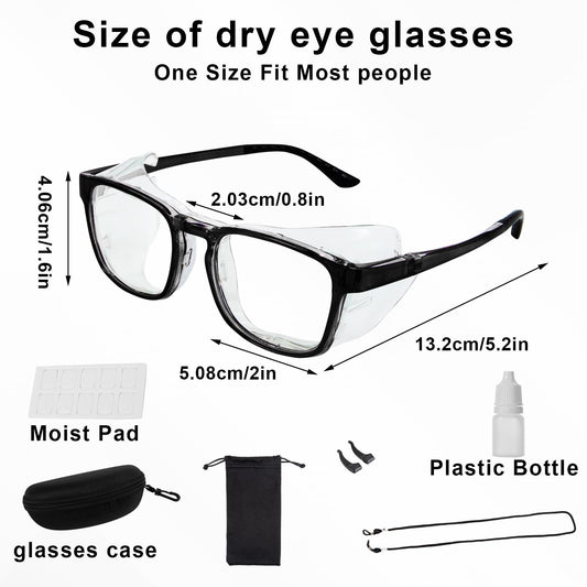 FDFuZhao moisture chamber glasses close-up showing hydration around the eyes.