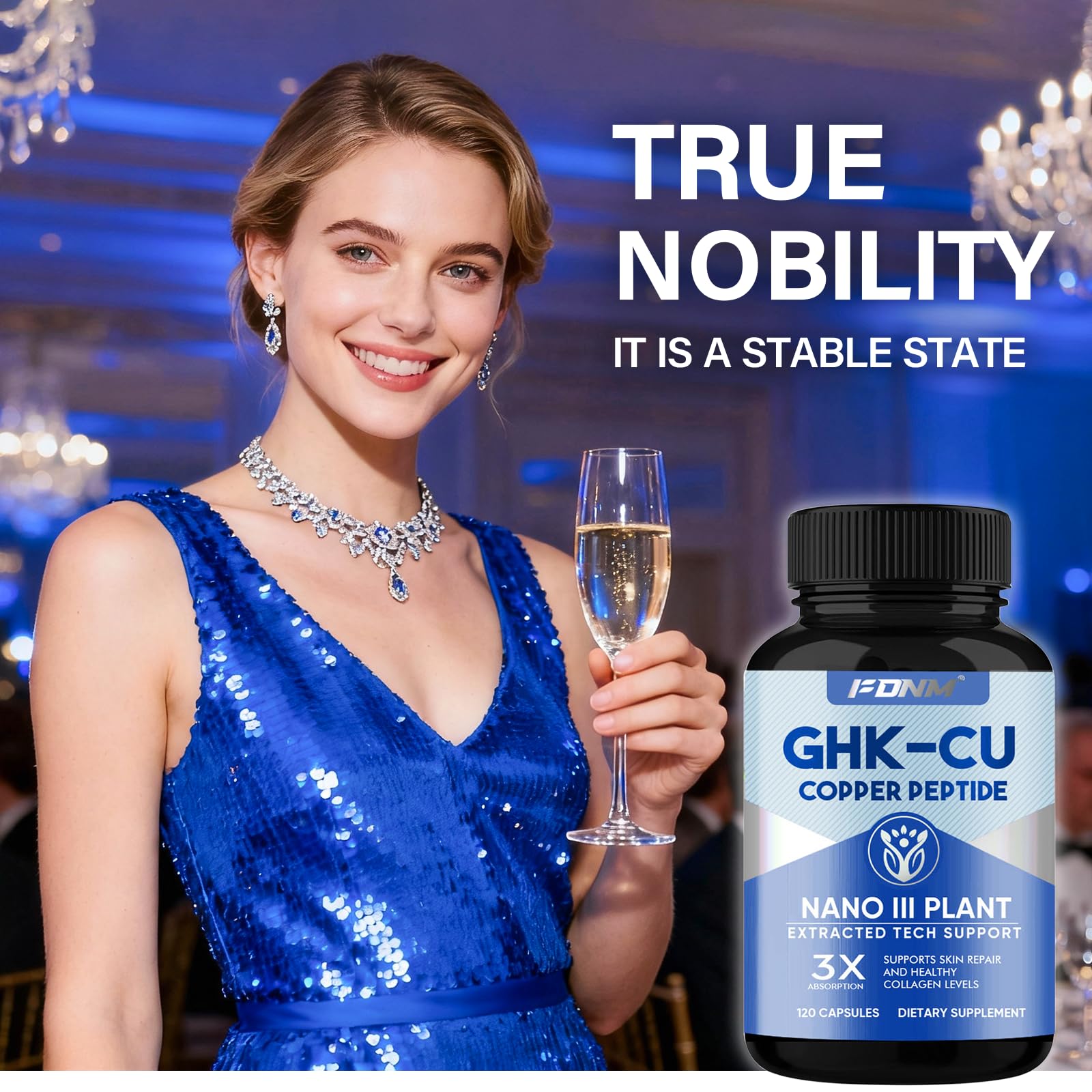 FDNM GHK-Cu bottle in hand showing premium supplement