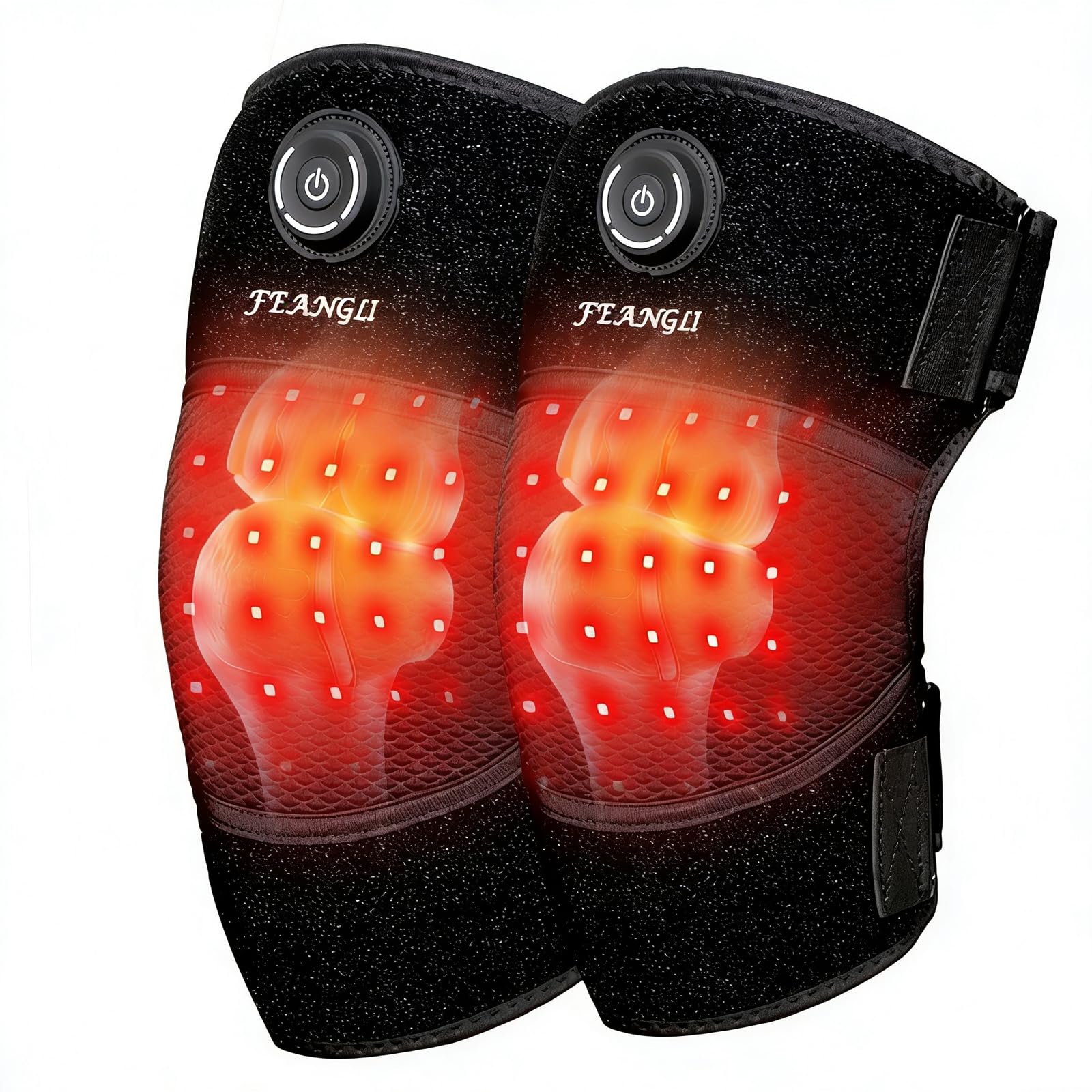 Feangli red light knee brace front view for targeted pain relief and mobility support.