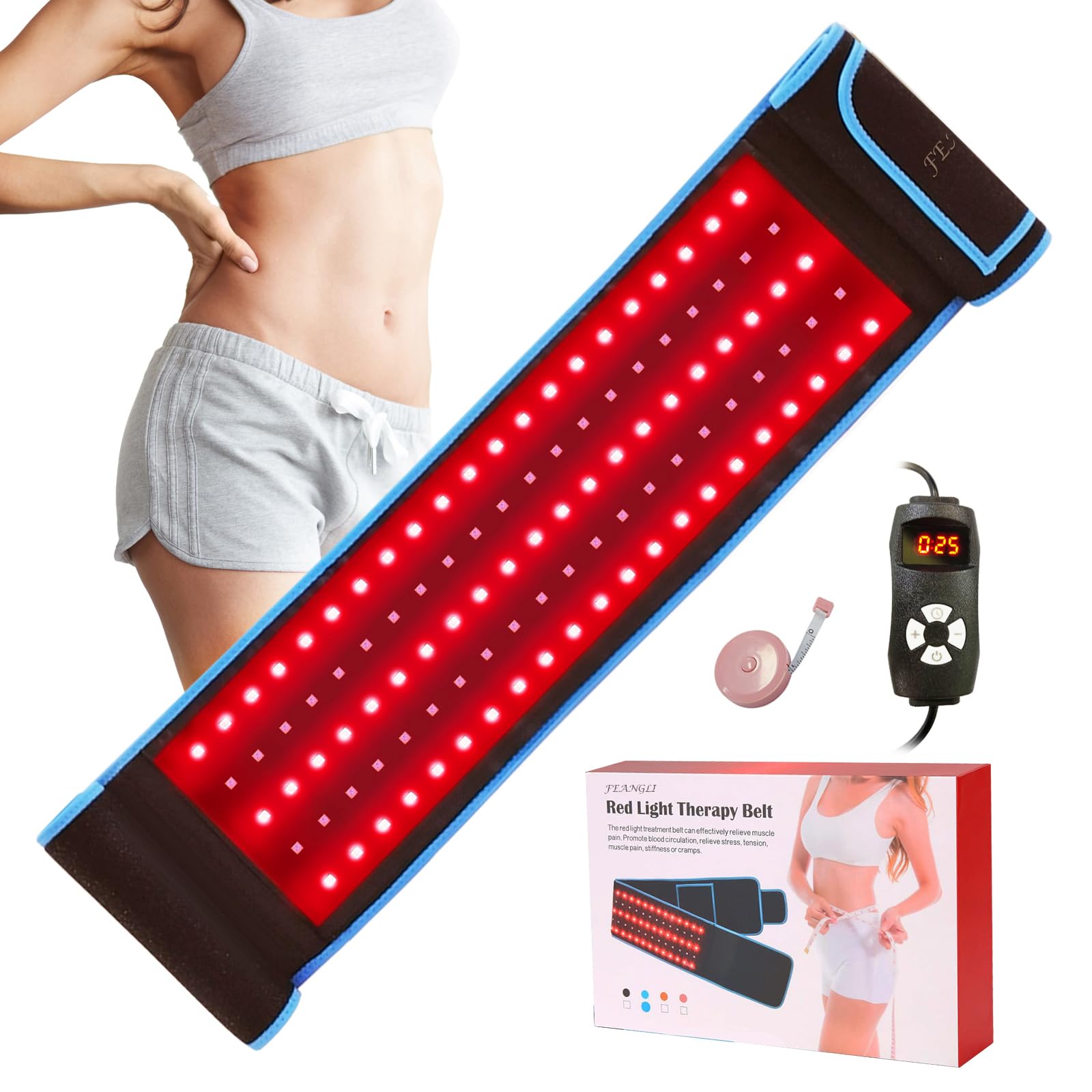 Feangli red light therapy belt front view for versatile body coverage.