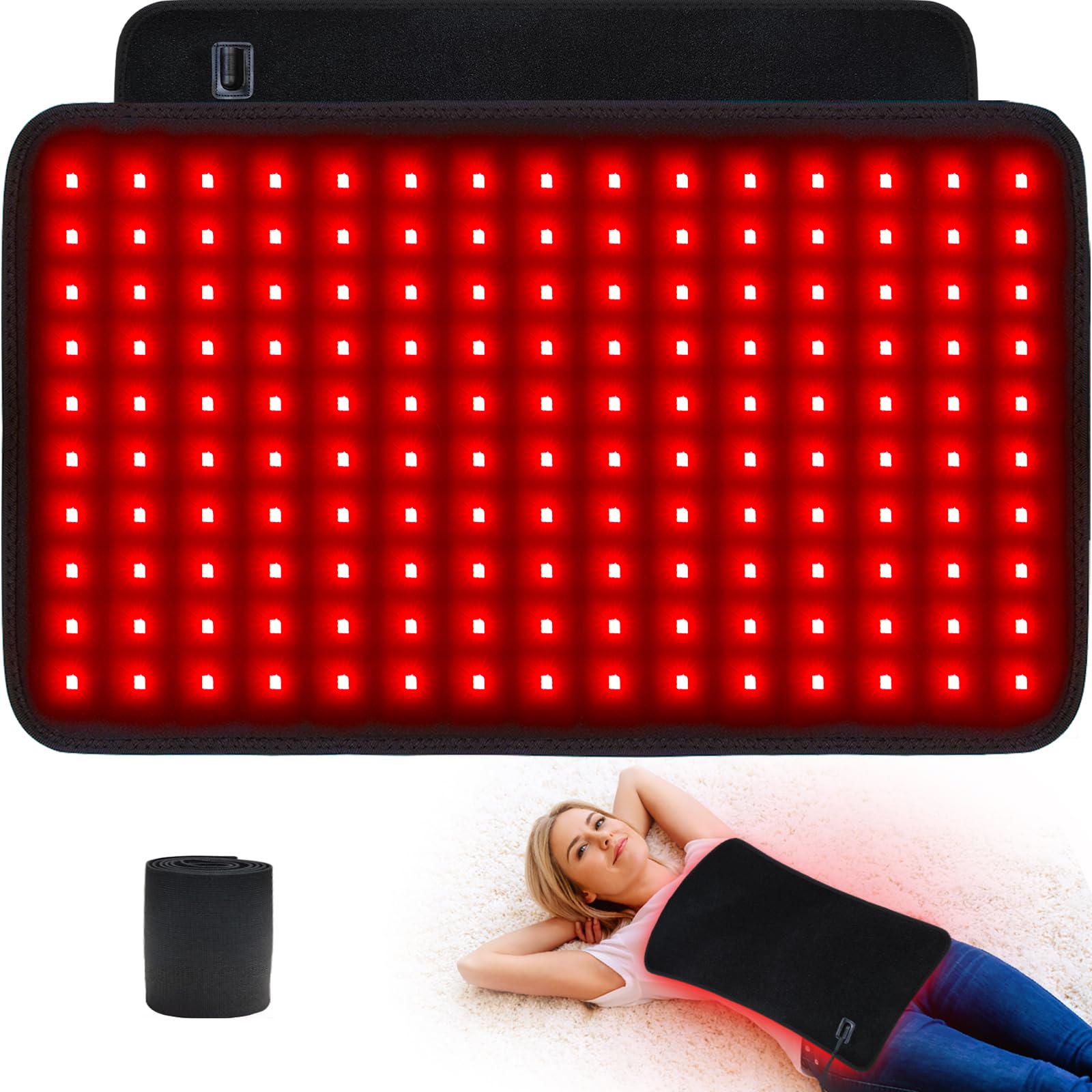 Feangli red light therapy pad for back wrap aiding muscle relaxation.